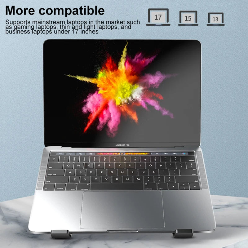 Portable Laptop Cooling Stand with Fan Foldable Aluminum Alloy Notebook Cooler Pad Holder Adjustable For 17inch Laptop Tablet