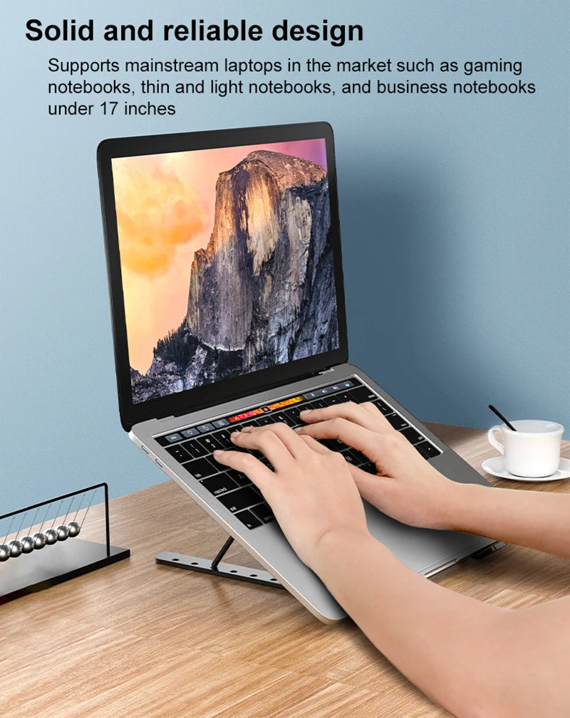Portable Laptop Cooling Stand with Fan Foldable Aluminum Alloy Notebook Cooler Pad Holder Adjustable For 17inch Laptop Tablet